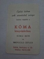 KÓMA Könyvüzlet, Siófok 1992. évi kártyanaptár