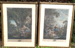 2 db. antik francia színes rézmetszet 1775 /  Francois Boucher.