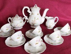 Zsolnay lila barackvirágos kávéskészlet