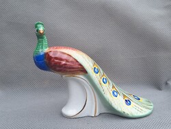 Hollóházi porcelán páva figura kézzel festett
