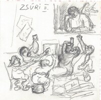 Borsos Miklós - 10 x 10 cm ceruza, papír