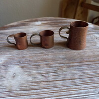 Antik vörösréz italmérő pohár szett