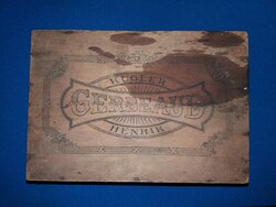 Antik KUGLER HENRIK -GERBAUD zserbó süteményes termék fadoboz 19 x 14 x 6 cm a képek szerint