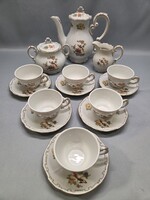 Zsolnay Paradicsom madaras, 6 személyes mokkás, kávés készlet