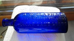 Antique English cobalt blue pharmacy bottle J. W. CLAPHAM Vicar Lane Leeds