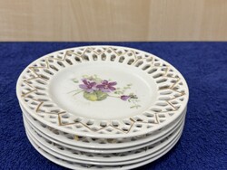 6 db ibolyás porcelán kiostányér