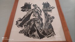 Kopasz Márta jelzett metszet