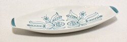 Hollóházi kék sávos, kék népi tulipánmintás porcelán tálka (3749)