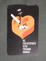 Kártyanaptár,Magyar Vöröskereszt,egészségmegelőzés,dohányzás,grafikai,1976