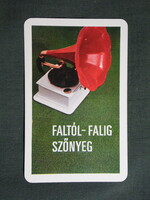Kártyanaptár,Röltex textilkereskedelmi vállalat,szőnyeg,gramafon,1976