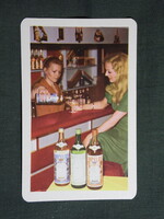 Kártyanaptár,Ampelovin borászati kutatóintézet,Budapest,vermut,női modell,1976