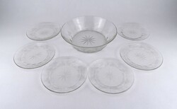 1V485 Régi csiszolt üveg desszertes készlet 6 személyes