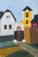 URBÁN Annamária (1941- ) festmény, Szentendre, 1976., olaj vászon, 60 x 40 cm, jbl. Urbán Anna 1976.