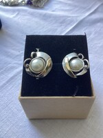 Francia kapcsos ezüst és sárga arany fülbevaló , izraeli dizájn,Hadar ékszer