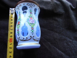 Biedermeier style enamel-painted, two-layer peeled thick-walled glass
