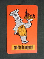 Kártyanaptár,Szolnok vendéglátó vállalat,vendéglő,étterem,presszó,grafikai,reklám figura,1976