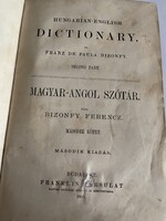 Bizonfy 1880 magyar angol szótár második kiadás antik konyv