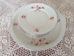 Bavaria krémszínű porcelán 6 személyes süteményes készlet