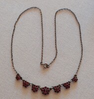 Vintage aranyozott ezüst cseh gránát köves nyaklánc, collier