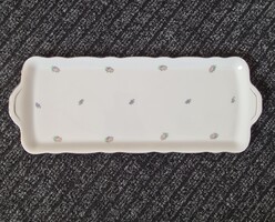 Antik Zsolnay porcelán apró virágos süteményes kínáló tálca sorszámozott öttornyos