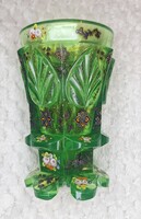 1840 Biedermeier emlék pohár zöld lapra csiszolt