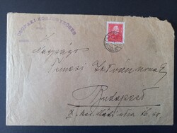 Korabeli magyar postai boríték – Csopaki körjegyzőség bélyegzővel (Horthy-kor)