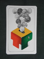 Kártyanaptár,OTP takarékpénztár,grafikai,fémpénz,1976