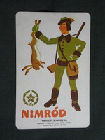 Kártyanaptár,Nimród vadászboltok,Erdei termék vállalat,grafikai rajzos,vadász,1976
