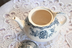 Antik angol Crown Ducal “Bristol” porcelán teáskanna fedővel – kék-fehér