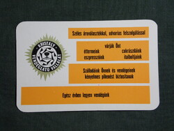 Kártyanaptár,Tatabánya ÁFÉSZ,Kristály vendéglátó vállalat,presszó,étterem,cukrászda,1973