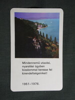 Kártyanaptár,Veszprém idegenforgalmi hivatal,Balaton,Tihany látkép,részlet,1976