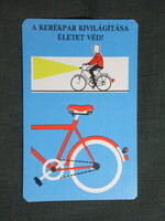 Kártyanaptár,Közlekedésbiztonsági tanács,balesetmegelőzés,grafikai,kerékpár,1976