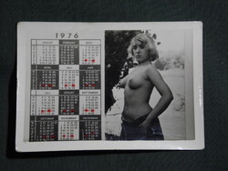 Kártyanaptár,trafik,céllövölde,erotikus női akt modell,1976   ,firkás,