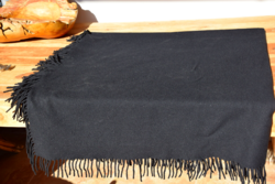 GIGA Antik régi népi vastag gyapjú kendő vállkendő BERLINER népviselet viselet fekete 250 + rojt