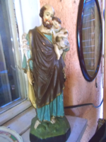 52 cm-es Szent József szobor kisdeddel – festett gipsz, szép állapot