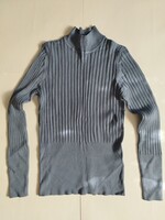 Női állónyakú pulóver mosottkék, S