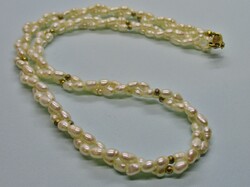 Gyönyörű antik  AVON valódi gyöngy nyakék aranyozott kapocs és díszek jelzett