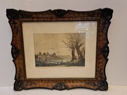 Original Gross Arnold (1929-2015) Golden Valley Colored Copper Etching Signed Original Frame RARITY