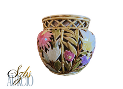 Antique Zsolnay openwork flower pot, 1880s + inspection sheet!