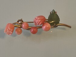 Győnyőrű bross korall rózsák bogyók bizsu.