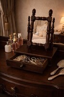 Antik billenő tükrös, fiókos pipere vagy borotválkozó tükör,