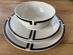 Rosenthal Studio Line Cupola Nera art deco stílusú porcelán reggeliző készlet