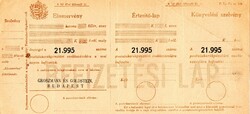 Régi csekk reklámmal: Groszmann és Goldstein, Budapest.