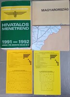 MÁV Magyar Államvasutak Hivatalos menetrend 1991-1992 + 2 db vasúti térkép + 2 db menetrendi naptár