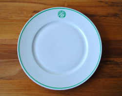 GYŰJTŐI ZSOLNAY PORCELÁN, NŐ KISGYERMEKKEL, APÁCARENDI? KÖR EMBLÉMÁS LAPOS TÁNYÉR