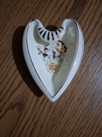 Zsolnay pillangó mintás szív alakú porcelán gyűrű tartó, tálka. Hibátlan. Jelzett