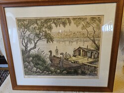 Conrad Gyula Rézkarc szines