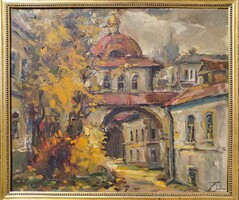 Őszi udvar - orosz festőművész, jelzett (o.v.)