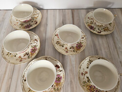 Zsolnay pillangó mintás porcelán kávés / mokkás csészék + csészealjak 12 db együtt