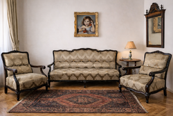 Beautiful Upholstered Sofa Set with 2 Armchairs